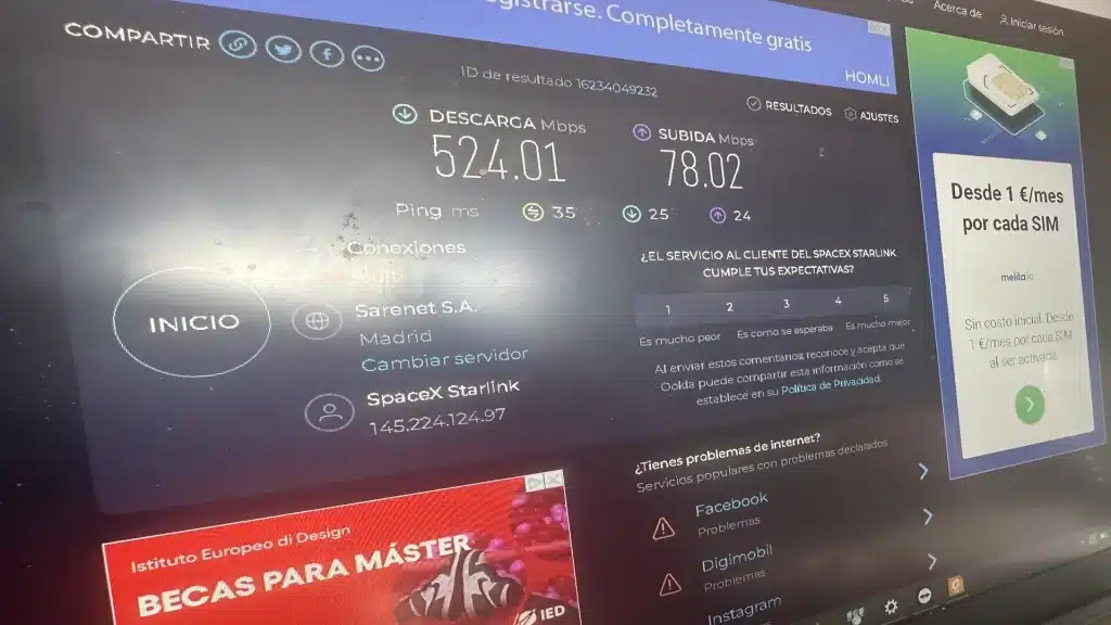 pruebas internet starlink evento enbex